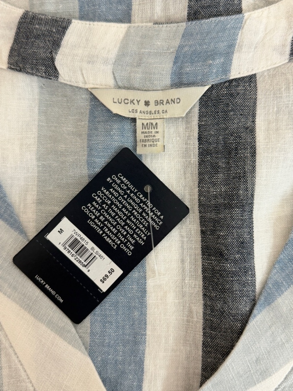 Lucky Brand striped tie-front linen blend top - Picture 5 of 6